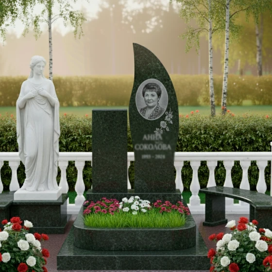 Светский вертикальный памятник из гранита/мрамора в Казани, гранит Балтик грин