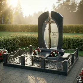 Памятник из гранита, стекла и металла для мемориала – ПН156