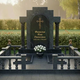 Элитный вертикальный гранитный православный памятник - ПН192