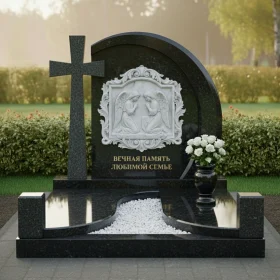 Элитный православный гранитный памятник на двоих - ПН323