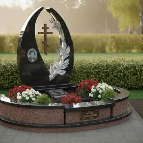 Православный Гранитный вертикальный памятник с крестом - ПН374