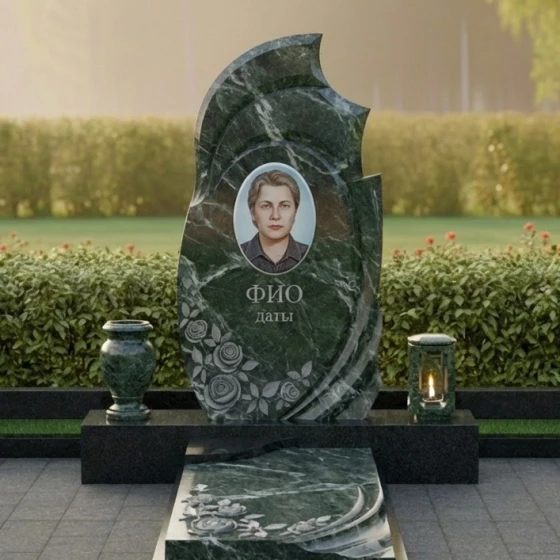 Светский вертикальный памятник для комплекса в Липецке, гранит Балтик грин