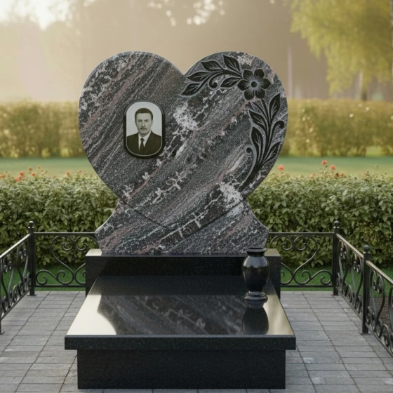 Гранитный вертикальный памятник в Перми, гранит амфиболит