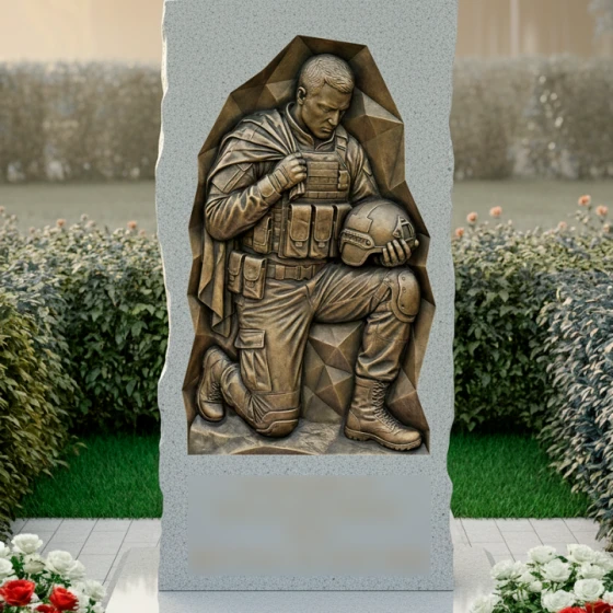 Гранитный светский памятник вертикальной ориентации в Норильске, гранит Мансуровский