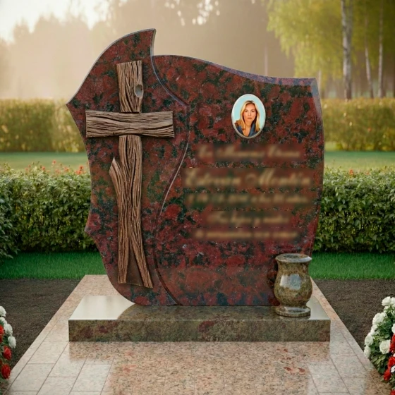Комбинированный православный памятник в Барнауле, гранит амфиболит
