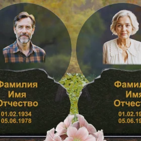 Горизонтальный памятник из гранита на двоих - П245
