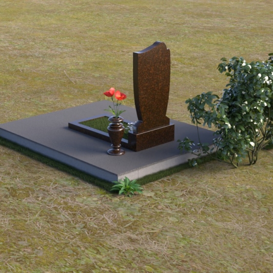 Гранитный монумент вертикальный в Омске, гранит Дымовский, вид 4