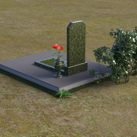 Светский вертикальный памятник из гранита и мрамора в Томске, гранит Балтик грин, вид 4