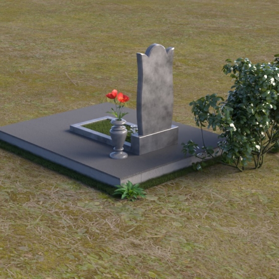 Вертикальный светский памятник из гранита лезниковский в Омске, мрамор Тассос, вид 4