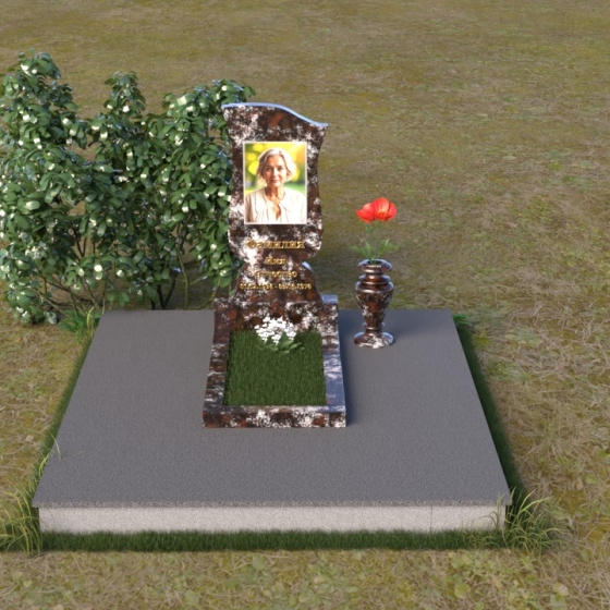 Гранитный мемориал с волнообразной формой, гранит амфиболит, вид 3