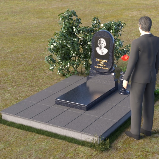 Памятник с овальной вставкой и скругленными углами
