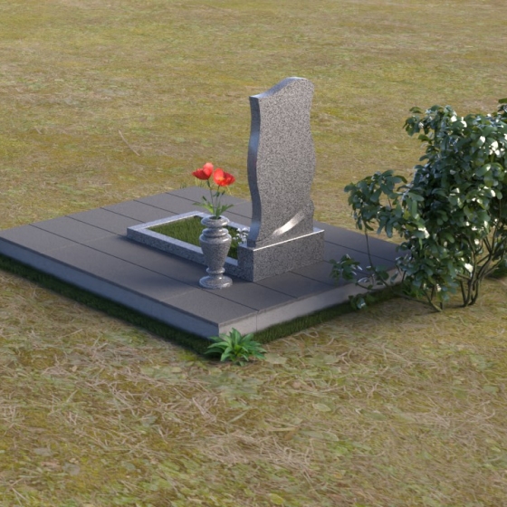 Гранитный вертикальный памятник блю перл в Салехарде, гранит Мансуровский, вид 4