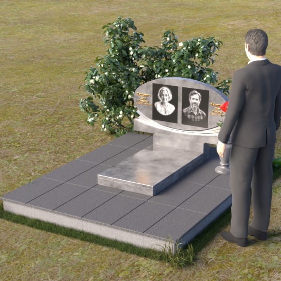 Гранитный овальный памятник с постаментом