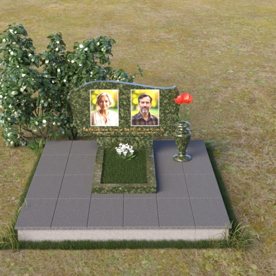 Памятник из дымовского гранита горизонтальный в Самаре, гранит Балтик грин, вид 3
