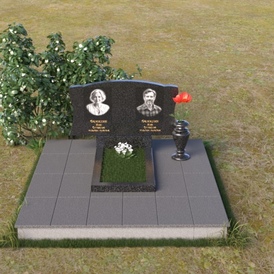 Горизонтальный монумент с волнообразными выступами, гранит Габбро-диабаз, вид 3