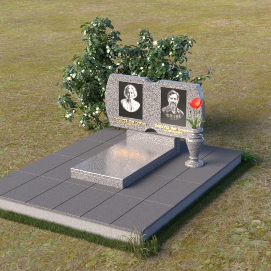 Светский горизонтальный памятник для двоих в Барнауле, гранит Мансуровский