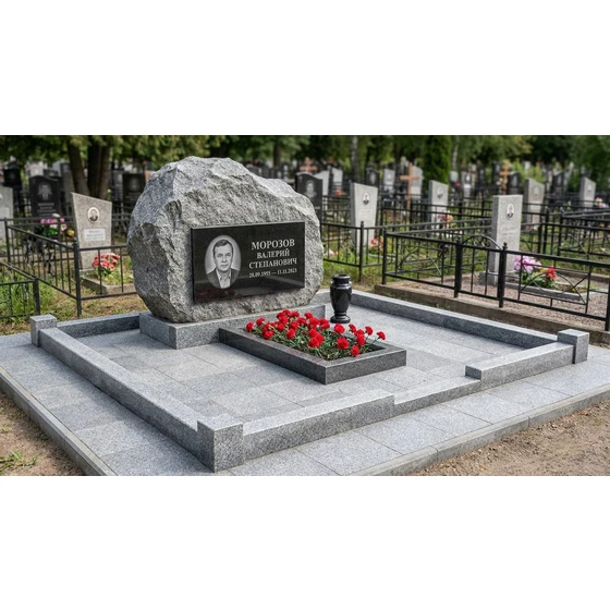 Гранитный памятник из цельной глыбы