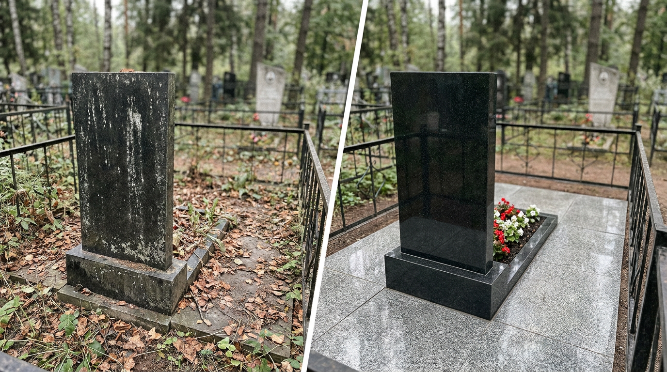 Уборка могилы в Белгороде — пример 2